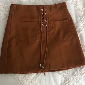 Brown zip up skirt